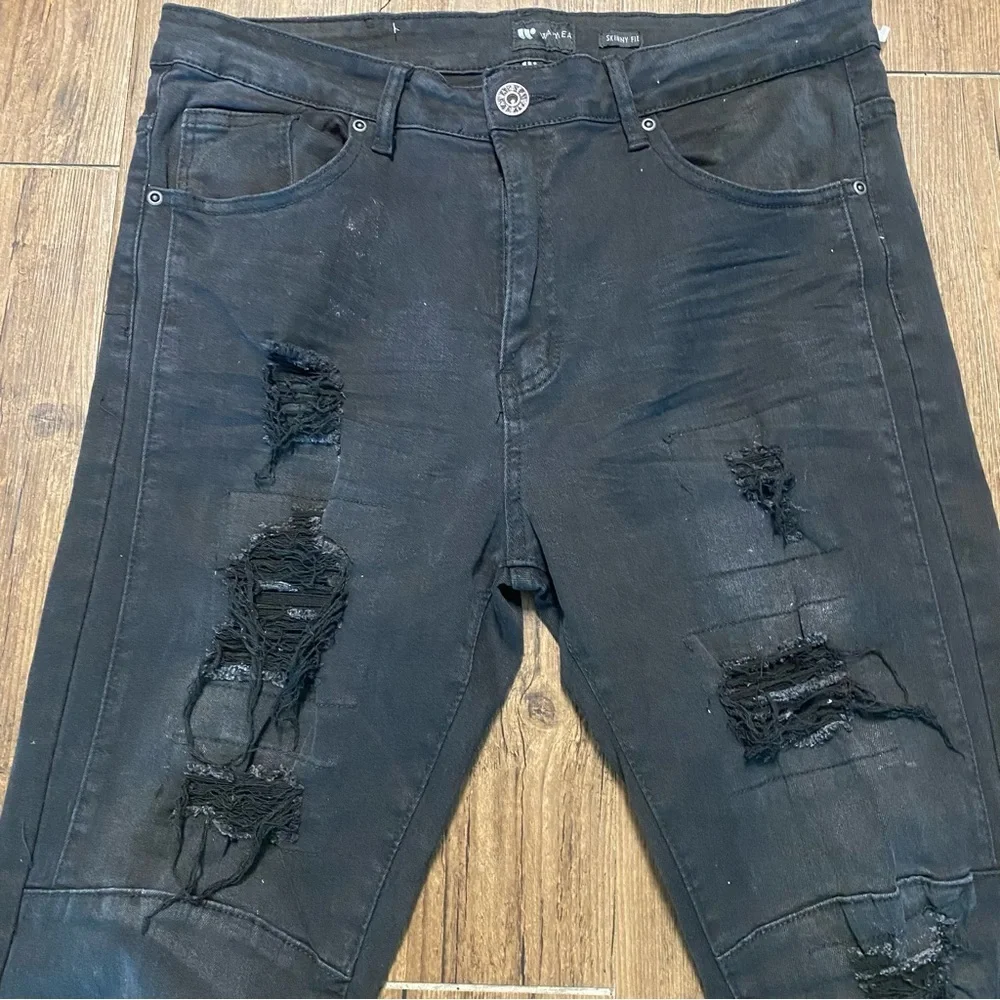 Men's Distressed Black Jeans 36x32 skinny
